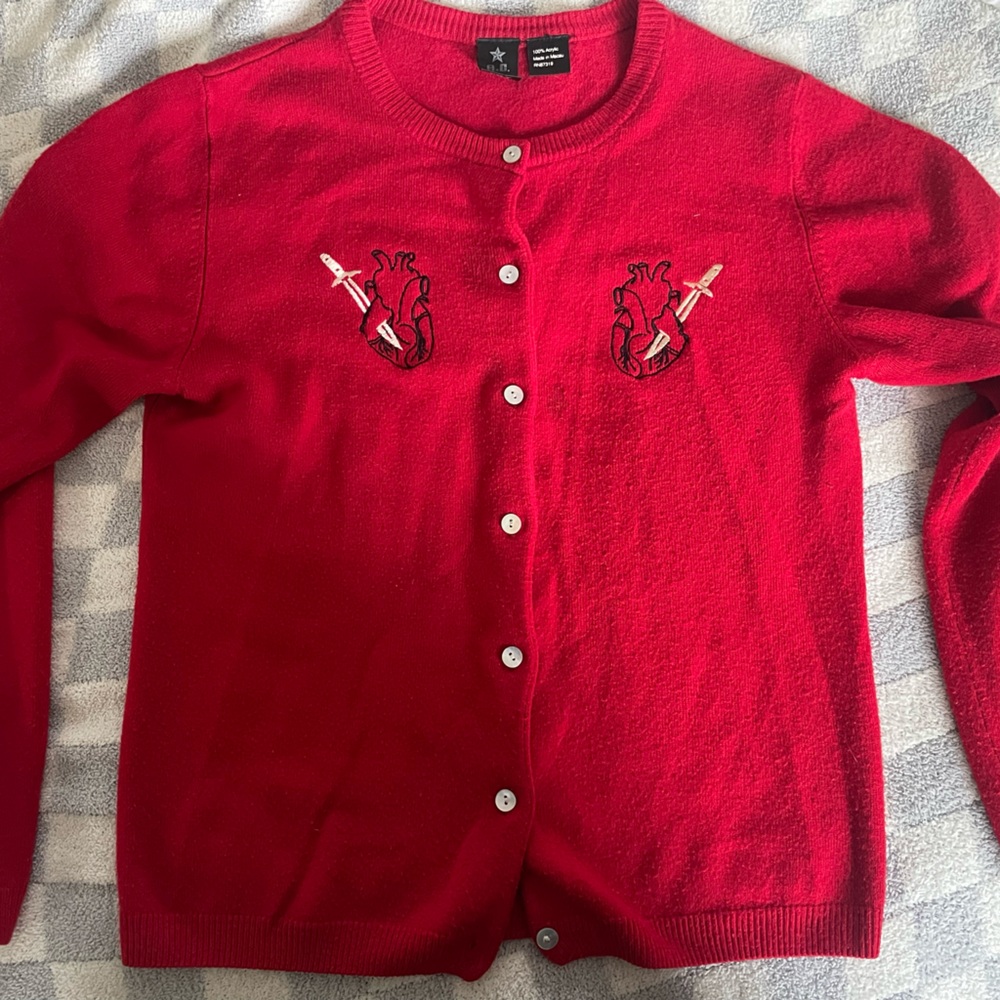 ec Star El Corazon Sacred Heart Pinup Sweater Dia de Los Muertos Vintage LG